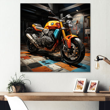 Pop Art Motorcycle - Motorcycle Canvas Wall Art
